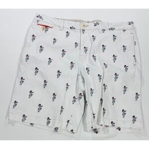 Tommy Bahama Mens 36 White Hula Girl Embroidered Chino Shorts Stretch Cotton